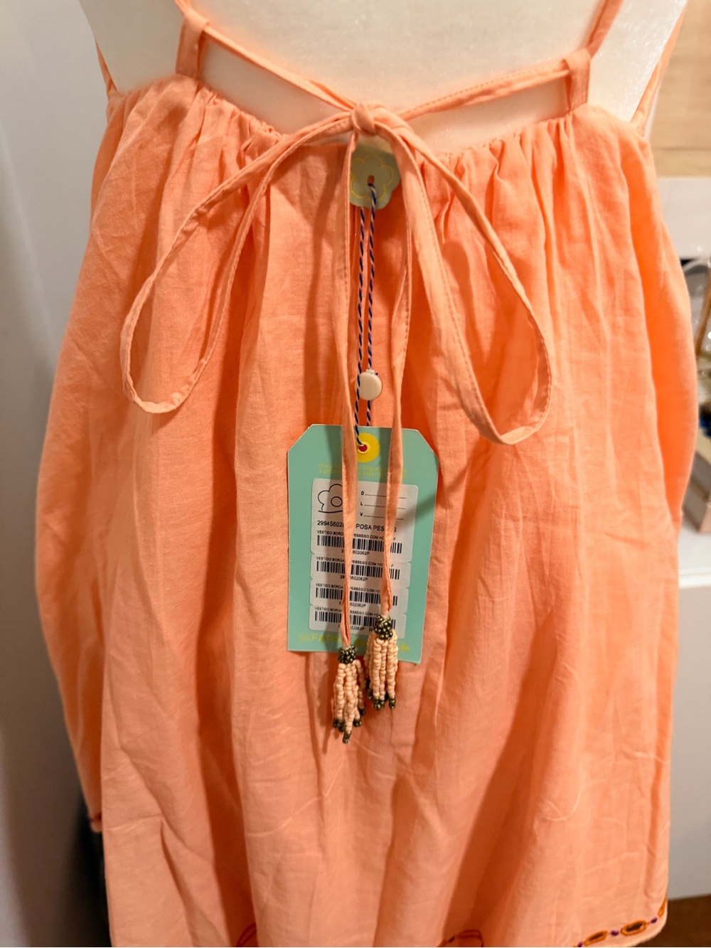 FARM Rio Peach Embroidered Tiered Midi Dress - Picture 10 of 11